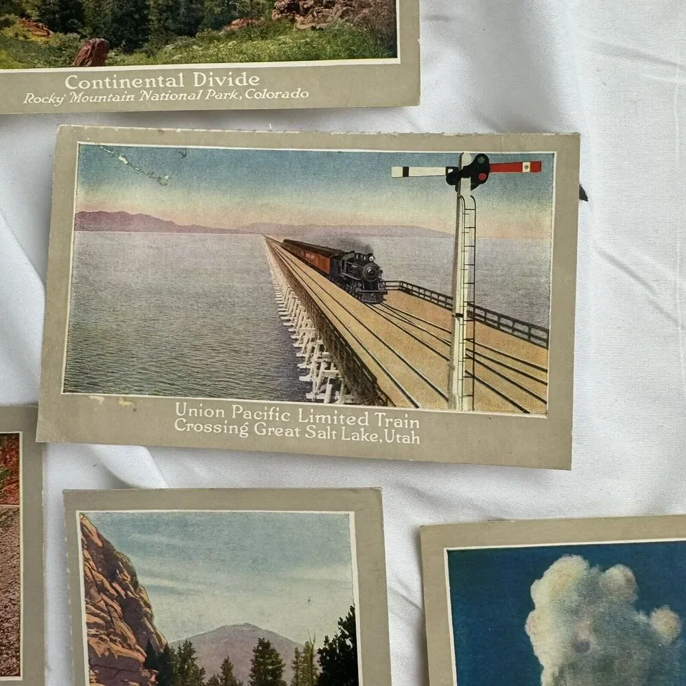 Union Pacific System Pictorial Post Card Lot Old Faithful Continental Divide - Picture 4 of 9